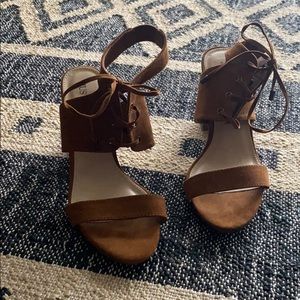 Suede lace up heels